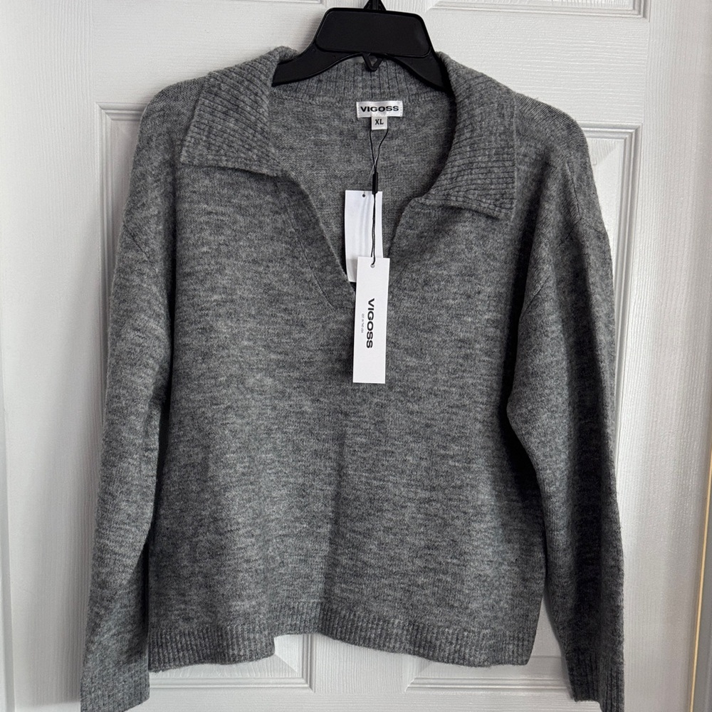 Vigoss Charcoal V-Neck Women's Sweater